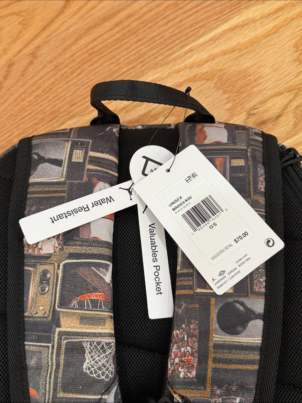 Jordan Collage Print Backpack - Black/Gray/Orange Accents - Picture 2 of 7